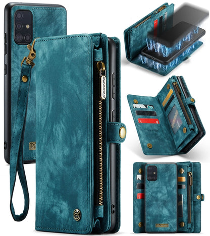 For Galaxy A71 4G CaseMe-008 Detachable Multifunctional Horizontal Flip Leather Case with Card Slot & Holder & Zipper Wallet & Photo Frame(Blue) - Galaxy Phone Cases by CaseMe | Online Shopping South Africa | PMC Jewellery | Buy Now Pay Later Mobicred