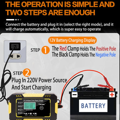 Motorcycle / Car Battery Smart Charger with LCD Creen, Plug Type:EU Plug(Yellow) - Battery Charger by PMC Jewellery | Online Shopping South Africa | PMC Jewellery | Buy Now Pay Later Mobicred