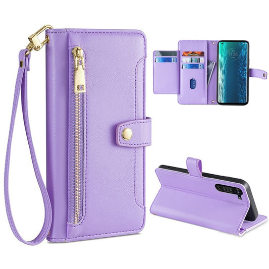 For Motorola Edge Sheep Texture Cross-body Zipper Wallet Leather Phone Case(Purple) - Motorola Cases by PMC Jewellery | Online Shopping South Africa | PMC Jewellery | Buy Now Pay Later Mobicred