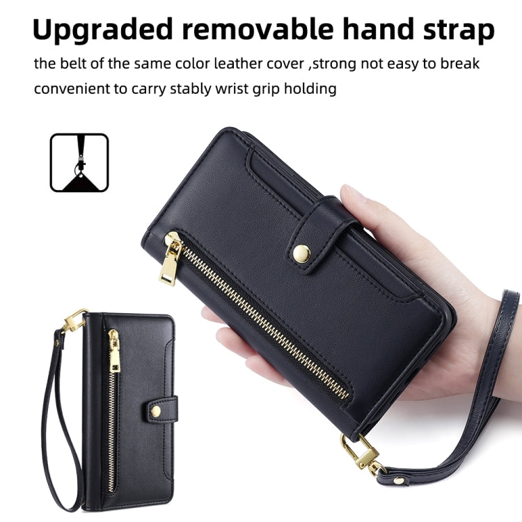 For Huawei P Smart Z / Enjoy 10 Plus Sheep Texture Cross-body Zipper Wallet Leather Phone Case(Black) - Huawei Cases by PMC TechLife | Online Shopping South Africa | PMC TechLife | Buy Now Pay Later Mobicred