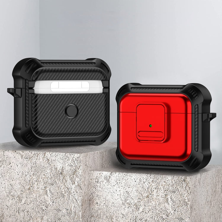 For AirPods 3 TPU + PC Shockproof Earphone Protective Case with Switch(Red) - For AirPods 3 by PMC Jewellery | Online Shopping South Africa | PMC Jewellery | Buy Now Pay Later Mobicred