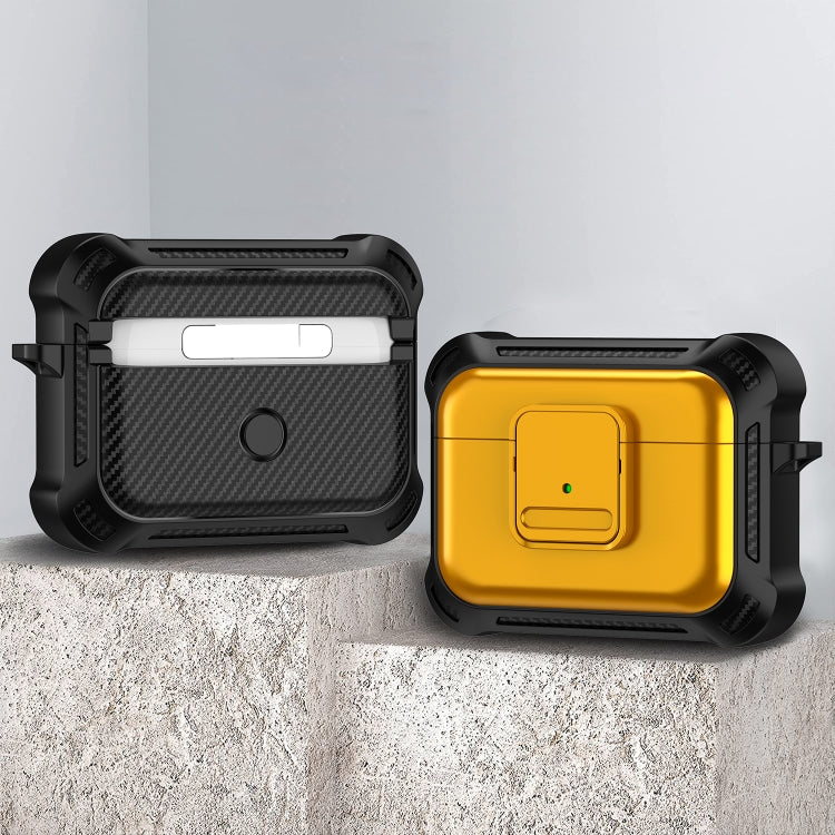 For AirPods Pro 2 TPU + PC Shockproof Earphone Protective Case with Switch(Yellow) - For AirPods Pro 2 by PMC Jewellery | Online Shopping South Africa | PMC Jewellery | Buy Now Pay Later Mobicred