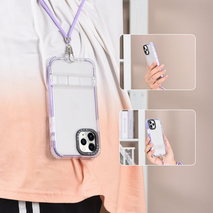 For iPhone 15 2 in 1 360 Invisible Holder Cross-body Rope Phone Case(White) - iPhone 15 Cases by PMC Jewellery | Online Shopping South Africa | PMC Jewellery