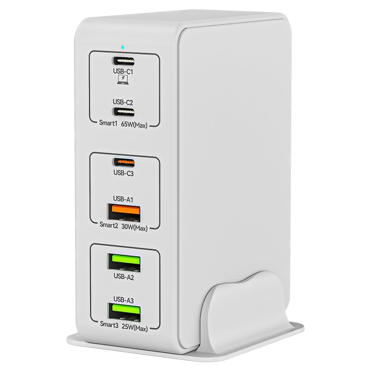 818H 120W Type-C + USB 6-Ports Desktop Fast Charger, Plug Type:EU Plug(White) - Multifunction Charger by PMC Jewellery | Online Shopping South Africa | PMC Jewellery | Buy Now Pay Later Mobicred