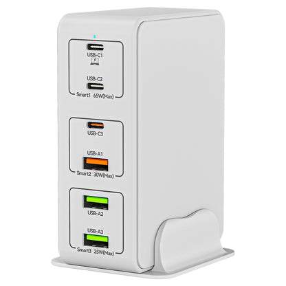 818H 120W Type-C + USB 6-Ports Desktop Fast Charger, Plug Type:EU Plug(White) - Multifunction Charger by PMC Jewellery | Online Shopping South Africa | PMC Jewellery | Buy Now Pay Later Mobicred