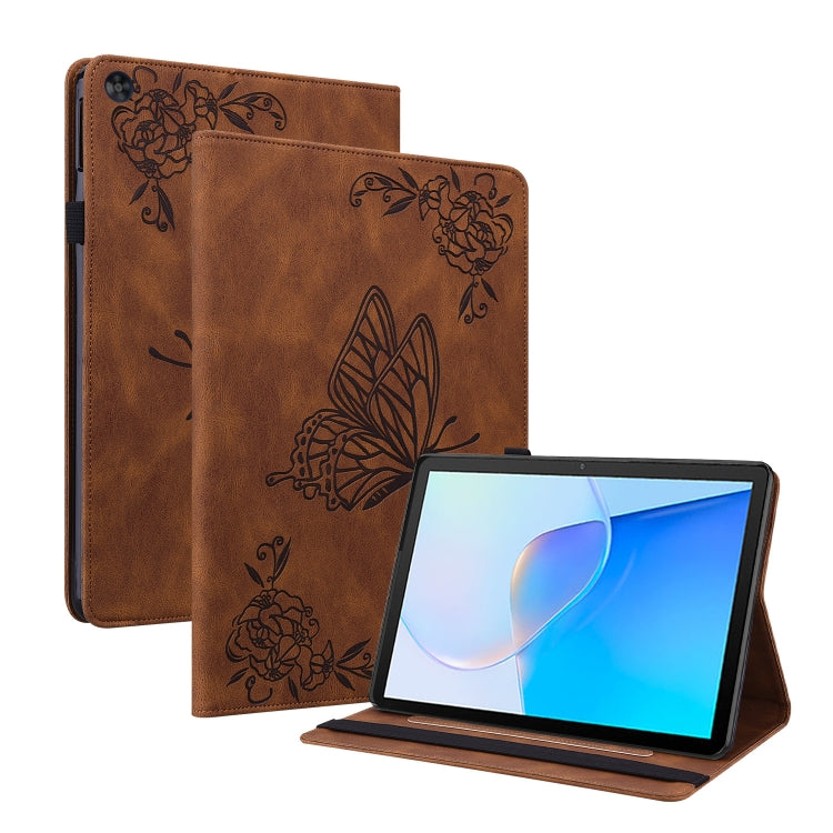 For Huawei MatePad SE Butterfly Flower Embossed Leather Tablet Case(Brown) - Huawei by PMC TechLife | Online Shopping South Africa | PMC TechLife | Buy Now Pay Later Mobicred