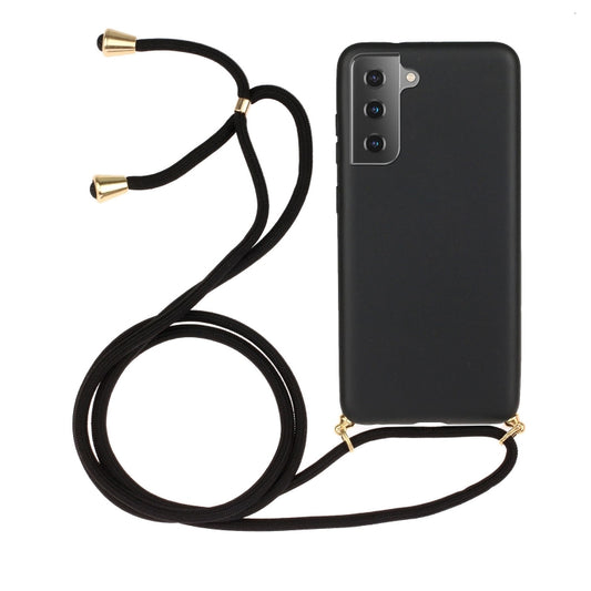 For Samsung Galaxy A54 5G Wheat Straw Material + TPU Phone Case with Lanyard(Black) - Galaxy Phone Cases by PMC Jewellery | Online Shopping South Africa | PMC Jewellery