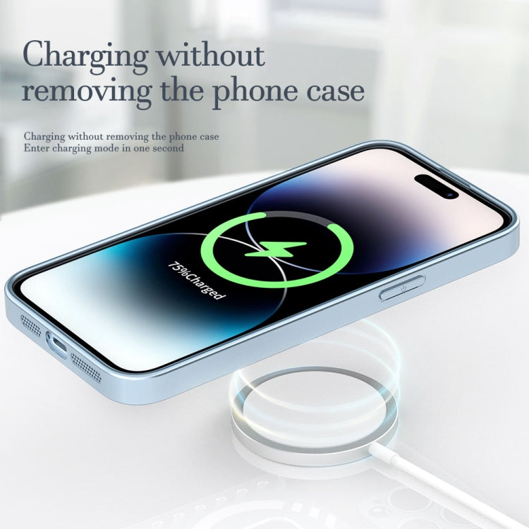 For iPhone 14 Plus R-JUST Square Round Mirror PC+TPU Phone Case(Blue) - free shipping - PMC TechLife - Order now!