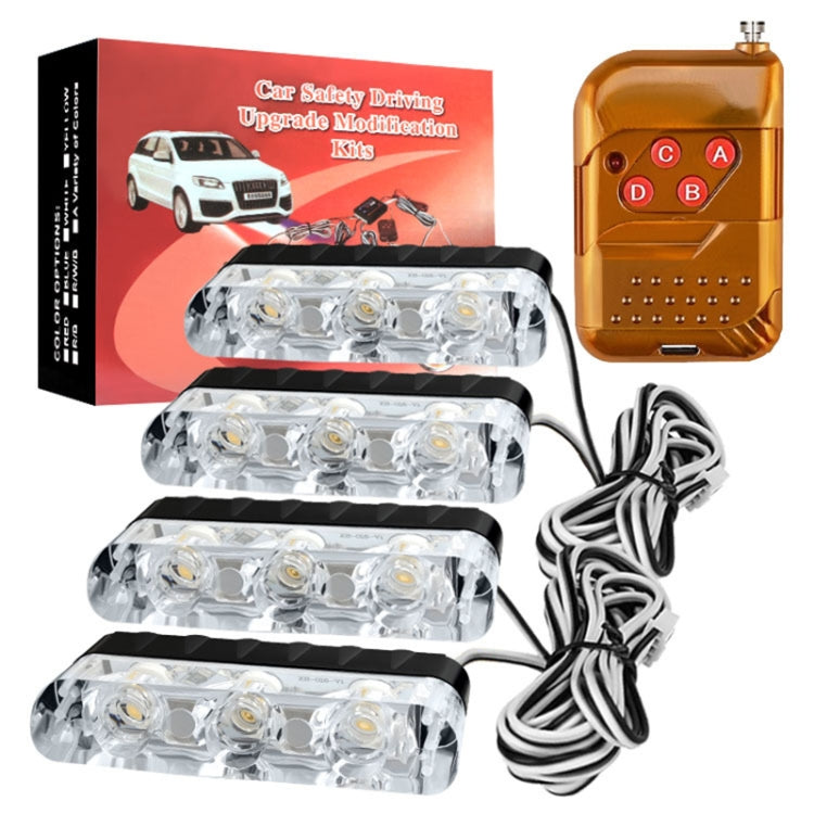 4 in 1 Car 12LEDs Grille Flash Lights Warning Lights with Wireless Remote Control, Color:Red - Warning Lights by PMC Jewellery | Online Shopping South Africa | PMC Jewellery | Buy Now Pay Later Mobicred