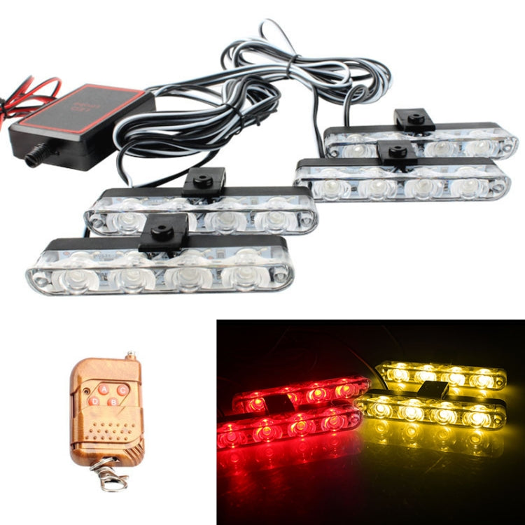 4 in 1 Car 16LEDs Grille Flash Lights Warning Lights with Wireless Remote Control(Red Yellow) - Warning Lights by PMC Jewellery | Online Shopping South Africa | PMC Jewellery | Buy Now Pay Later Mobicred