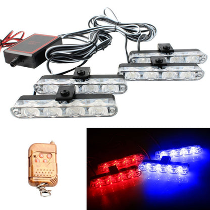 4 in 1 Car 16LEDs Grille Flash Lights Warning Lights with Wireless Remote Control(Red Blue) - Warning Lights by PMC Jewellery | Online Shopping South Africa | PMC Jewellery | Buy Now Pay Later Mobicred