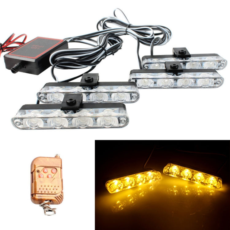 4 in 1 Car 16LEDs Grille Flash Lights Warning Lights with Wireless Remote Control(Yellow) - Warning Lights by PMC TechLife | Online Shopping South Africa | PMC TechLife | Buy Now Pay Later Mobicred