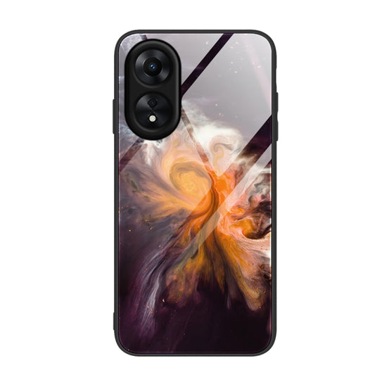 For OPPO A17 Marble Pattern Glass Phone Case(Typhoon) - OPPO Cases by PMC Jewellery | Online Shopping South Africa | PMC Jewellery | Buy Now Pay Later Mobicred