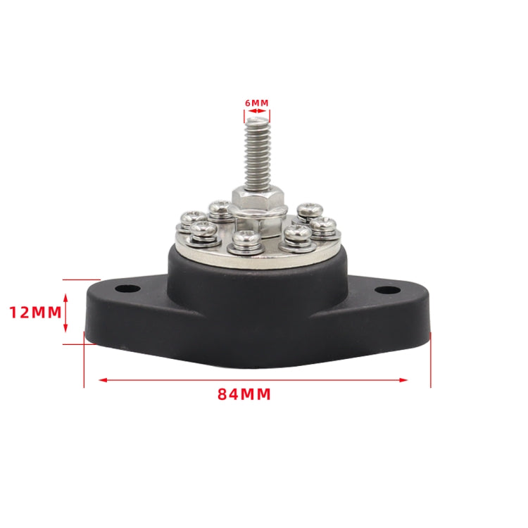 1/4 inch M6 RV Yacht 8-way Terminal Stud with 2 M5x20 Screws(Black) - Booster Cable & Clip by PMC Jewellery | Online Shopping South Africa | PMC Jewellery | Buy Now Pay Later Mobicred