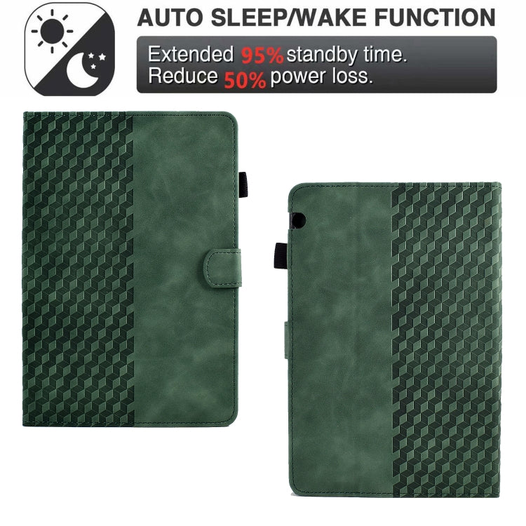 For Huawei MatePad T5 10.0 Rhombus Embossed Leather Smart Tablet Case(Green) - Huawei by PMC TechLife | Online Shopping South Africa | PMC TechLife | Buy Now Pay Later Mobicred