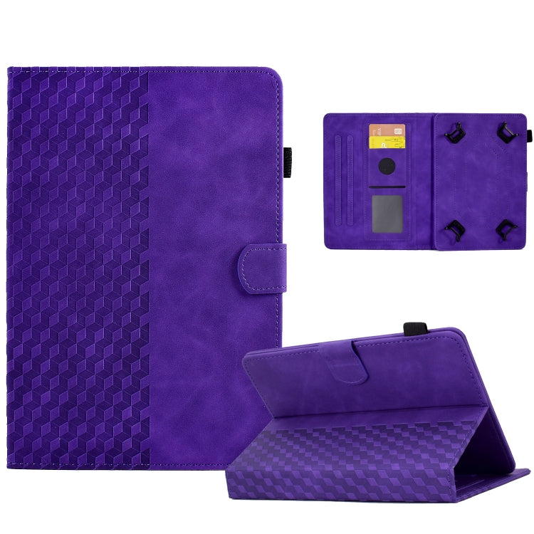 For 8.0 inch Universal Tablet Rhombus Embossed Leather Case(Purple) - 8 inch by PMC TechLife | Online Shopping South Africa | PMC TechLife | Buy Now Pay Later Mobicred