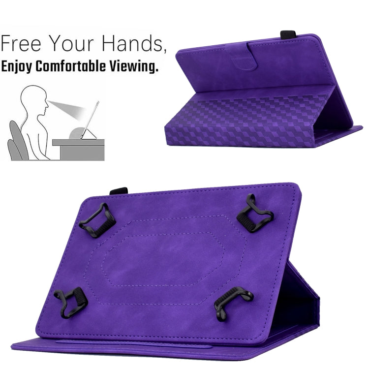 For 8.0 inch Universal Tablet Rhombus Embossed Leather Case(Purple) - 8 inch by PMC TechLife | Online Shopping South Africa | PMC TechLife | Buy Now Pay Later Mobicred