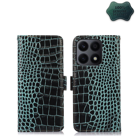 For Honor X8a 4G Crocodile Top Layer Cowhide Leather Phone Case(Green) - Honor Cases by PMC Jewellery | Online Shopping South Africa | PMC Jewellery | Buy Now Pay Later Mobicred