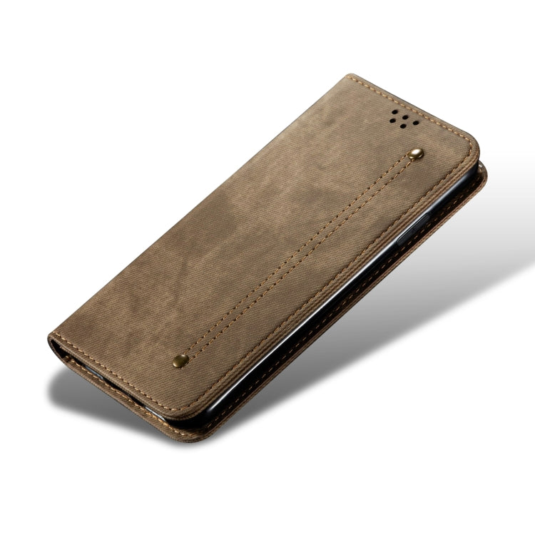 For OPPO A58 5G / A58x / A78 5G Denim Texture Leather Phone Case(Khaki) - OPPO Cases by PMC TechLife | Online Shopping South Africa | PMC TechLife | Buy Now Pay Later Mobicred