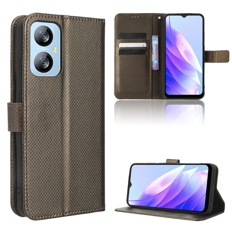 For Blackview A52 Diamond Texture Leather Phone Case(Brown) - More Brand by PMC Jewellery | Online Shopping South Africa | PMC Jewellery | Buy Now Pay Later Mobicred