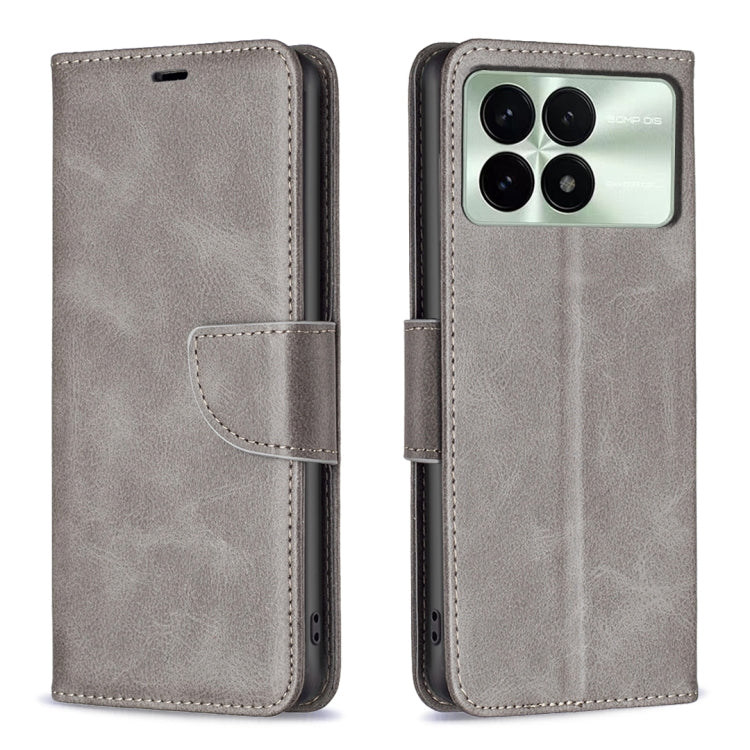 For Xiaomi Redmi K70 / K70 Pro Lambskin Texture Pure Color Flip Leather Phone Case(Grey) - K70 Pro Cases by PMC Jewellery | Online Shopping South Africa | PMC Jewellery | Buy Now Pay Later Mobicred