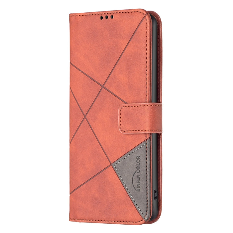 For Xiaomi Redmi K70 / K70 Pro Magnetic Buckle Rhombus Texture Leather Phone Case(Brown) - K70 Pro Cases by PMC Jewellery | Online Shopping South Africa | PMC Jewellery | Buy Now Pay Later Mobicred