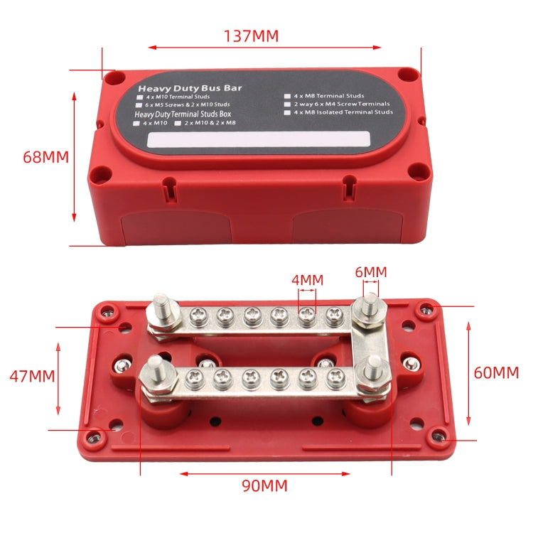 CP-3087-02 100A 48V 12-way M6 Terminal Busbar(Red) - Booster Cable & Clip by PMC Jewellery | Online Shopping South Africa | PMC Jewellery | Buy Now Pay Later Mobicred