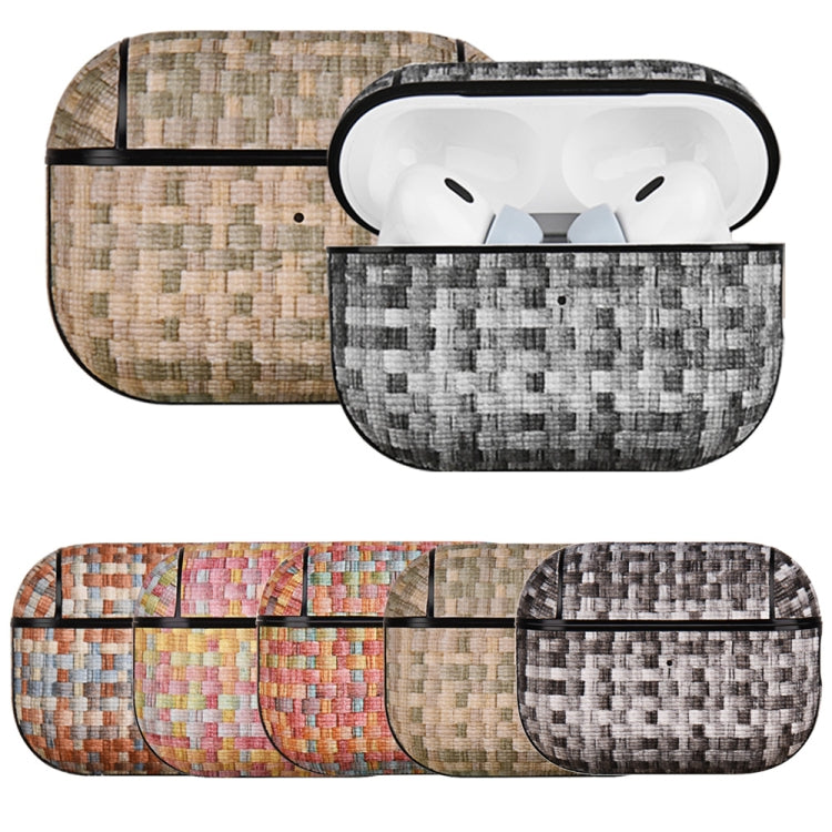 For AirPods Pro 2 PC Woven Leather Skin Earphone Case(Gray) - For AirPods Pro 2 by PMC Jewellery | Online Shopping South Africa | PMC Jewellery | Buy Now Pay Later Mobicred