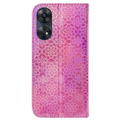 For OPPO Reno8 T 4G Colorful Magnetic Buckle Leather Phone Case(Pink) - OPPO Cases by PMC Jewellery | Online Shopping South Africa | PMC Jewellery | Buy Now Pay Later Mobicred