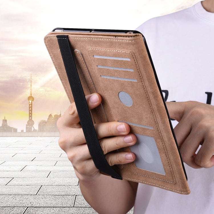 For Lenovo Tab P11 Pro Gen 2 Embossed Striped Leather Tablet Case(Brown) - Lenovo by PMC TechLife | Online Shopping South Africa | PMC TechLife | Buy Now Pay Later Mobicred