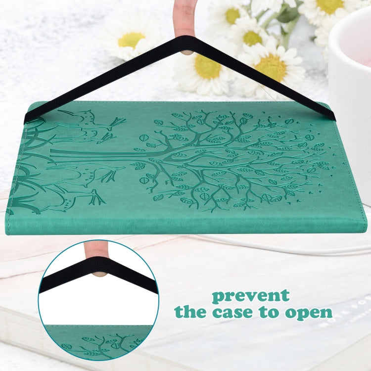 For Lenovo Tab P11 Gen 2 Tree & Deer Pattern Embossed Leather Tablet Case(Green) - Lenovo by PMC TechLife | Online Shopping South Africa | PMC TechLife | Buy Now Pay Later Mobicred