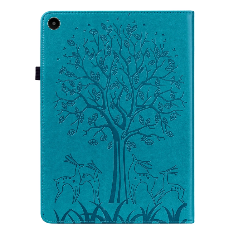 For Huawei MatePad SE 10.4 2022 Tree & Deer Pattern Embossed Leather Tablet Case(Blue) - Huawei by PMC TechLife | Online Shopping South Africa | PMC TechLife | Buy Now Pay Later Mobicred