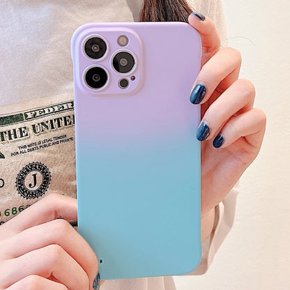 For iPhone 12 Pro Frameless Skin Feel Gradient Phone Case(Light Purple + Light Blue) - iPhone 12 / 12 Pro Cases by PMC Jewellery | Online Shopping South Africa | PMC Jewellery | Buy Now Pay Later Mobicred