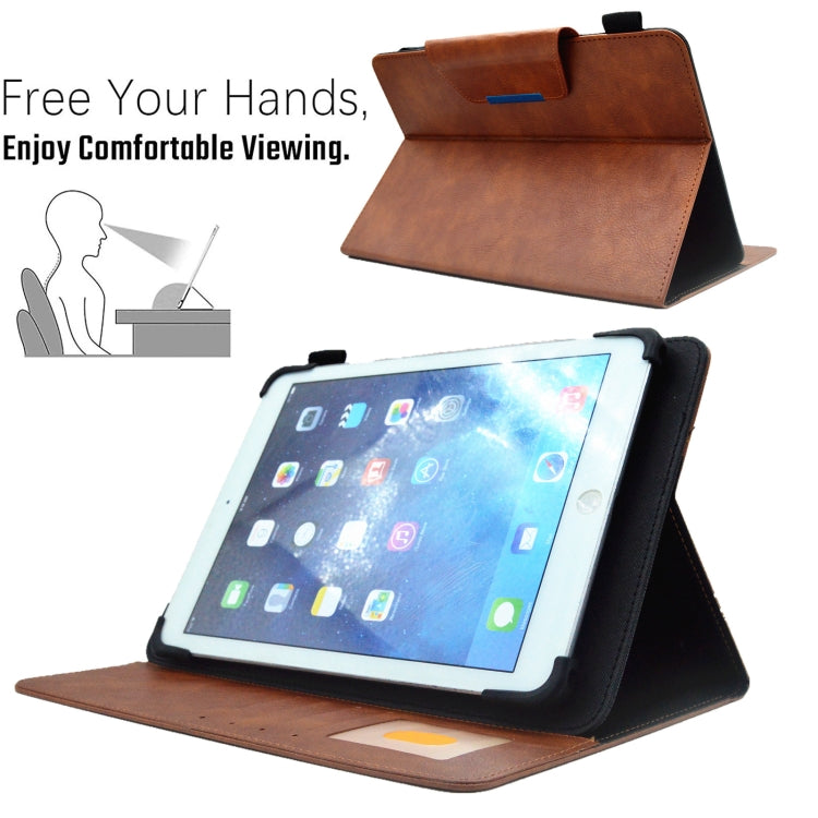For 7 inch Suede Cross Texture Magnetic Clasp Leather Tablet Case(Brown) - 7 inch by PMC TechLife | Online Shopping South Africa | PMC TechLife | Buy Now Pay Later Mobicred