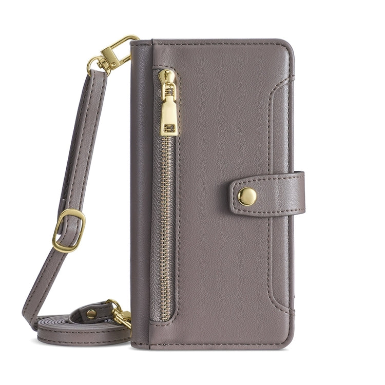 For Honor X8A Sheep Texture Cross-body Zipper Wallet Leather Phone Case(Grey) - free shipping - PMC TechLife - Order now!