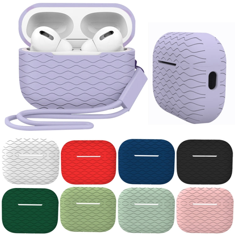 For AirPods Pro 2 Wave Pattern Silicone Earphone Case(Dark Green) - For AirPods Pro 2 by PMC Jewellery | Online Shopping South Africa | PMC Jewellery | Buy Now Pay Later Mobicred