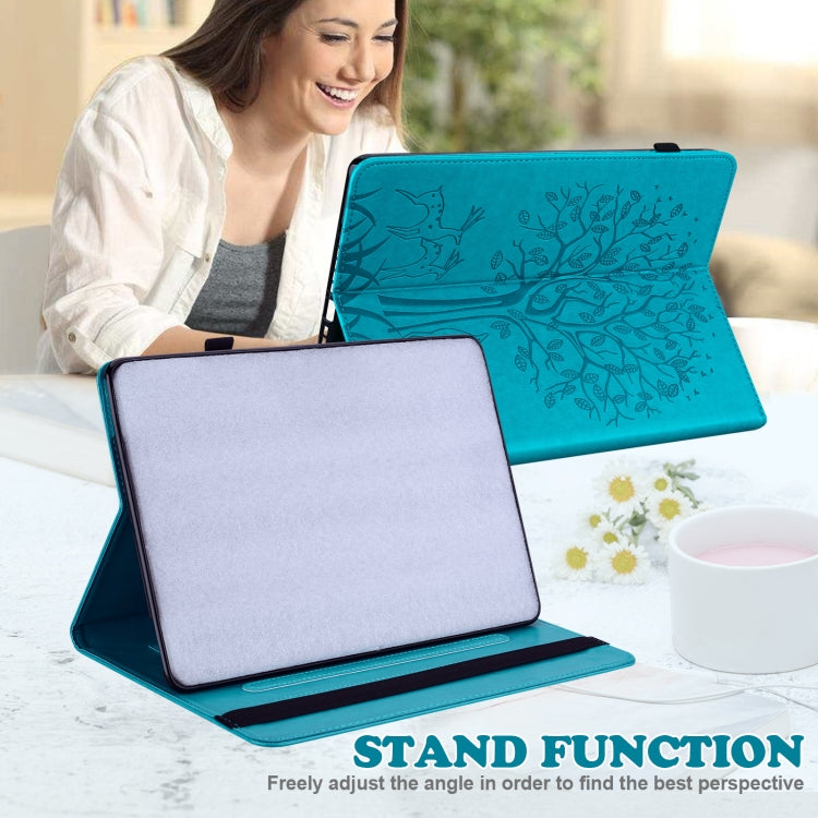 For Lenovo Tab M10 3rd Gen Tree & Deer Pattern Embossed Leather Tablet Case(Blue) - Lenovo by PMC TechLife | Online Shopping South Africa | PMC TechLife | Buy Now Pay Later Mobicred