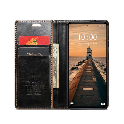 For Xiaomi Redmi Note 12 Pro 5G / Poco X5 Pro CaseMe 003 Crazy Horse Texture Leather Phone Case(Coffee) - Xiaomi Cases by CaseMe | Online Shopping South Africa | PMC Jewellery | Buy Now Pay Later Mobicred