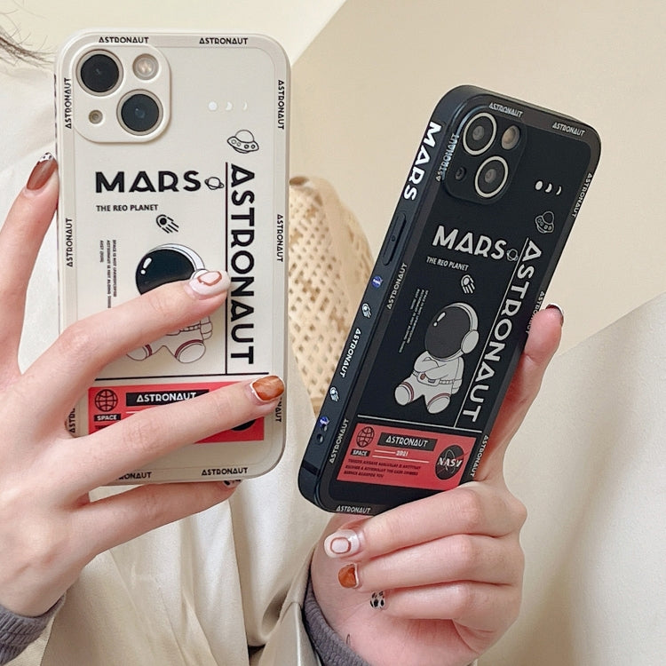 For iPhone SE 2022 / 2020 / 7 / 8 Astronaut Pattern Silicone Straight Edge Phone Case(Mars Astronaut-Black) - iPhone SE 2022 / 2020 / 8 / 7 Cases by PMC Jewellery | Online Shopping South Africa | PMC Jewellery