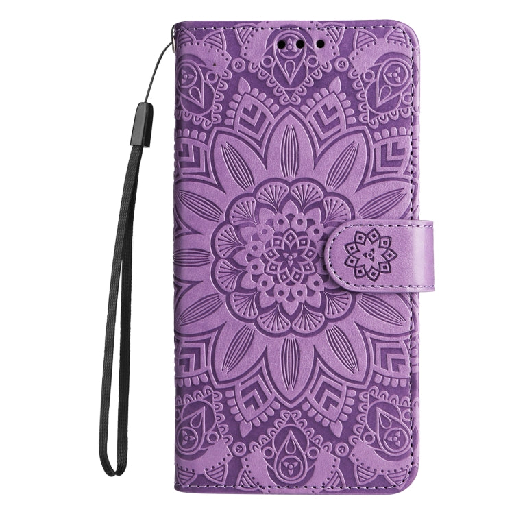 For vivo V25 5G/V25e 4G Embossed Sunflower Leather Phone Case(Purple) - vivo Cases by PMC Jewellery | Online Shopping South Africa | PMC Jewellery