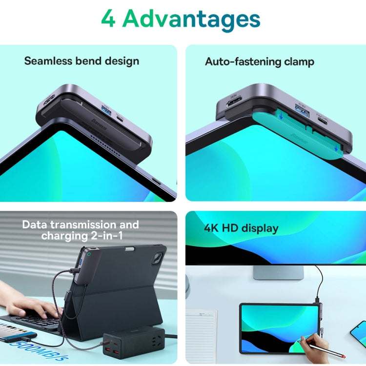 Baseus WKWJ000113 6 in 1 USB-C / Type-C to USB3.0+HDMI+USB-C / Type-C+3.5mm+SD/TF HUB Adapter(Space Grey) - USB HUB by Baseus | Online Shopping South Africa | PMC Jewellery | Buy Now Pay Later Mobicred