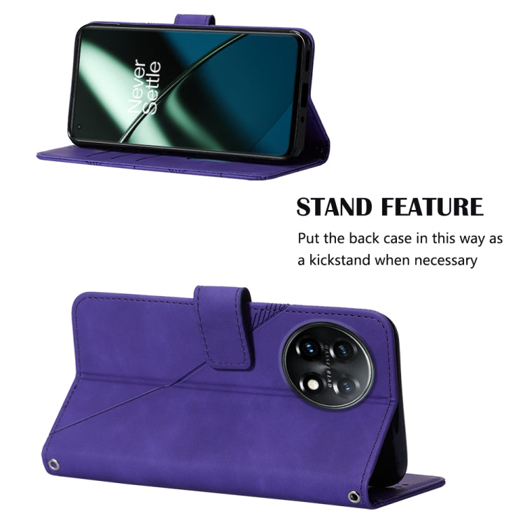 For OnePlus 11 Crossbody 3D Embossed Flip Leather Phone Case(Purple) - OnePlus Cases by PMC Jewellery | Online Shopping South Africa | PMC Jewellery