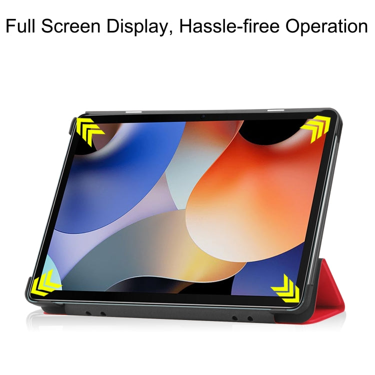 For Blackview Oscal Pad 10 Custer Pure Color 3-Fold Holder Smart Leather Tablet Case(Red) - free shipping - PMC TechLife - Order now!