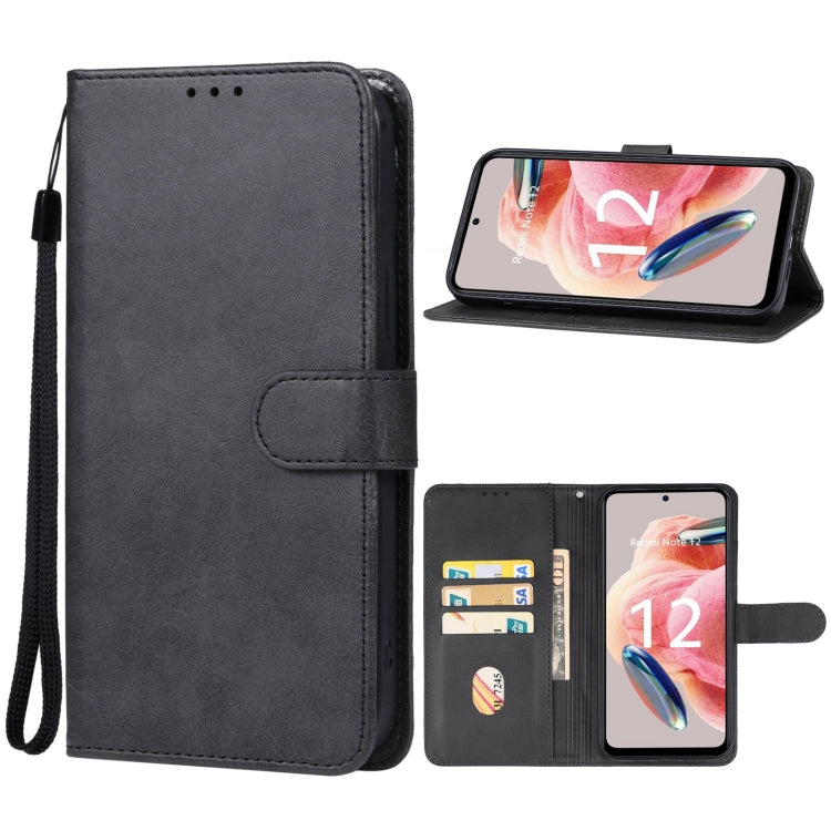 For Redmi Note 12 4G Global Leather Phone Case(Black) - Note 12 Cases by PMC Jewellery | Online Shopping South Africa | PMC Jewellery