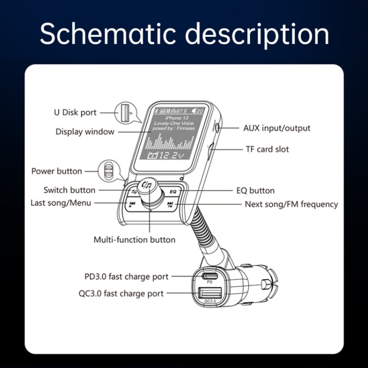 BC85 Colorful Screen Car Bluetooth 5.0 FM Transmitter MP3 Player - Bluetooth Car Kits by PMC Jewellery | Online Shopping South Africa | PMC Jewellery | Buy Now Pay Later Mobicred