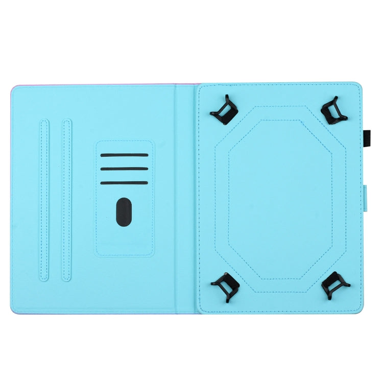 For 10 inch Universal Stitching Gradient Leather Tablet Case(Blue Rose) - 10 - 11 inch by PMC TechLife | Online Shopping South Africa | PMC TechLife | Buy Now Pay Later Mobicred