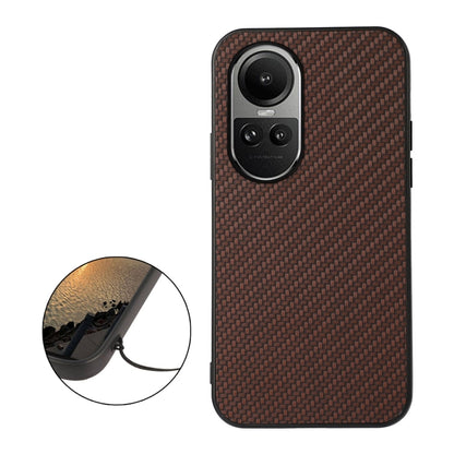 For OPPO Reno10 Global / 10 Pro Global Carbon Fiber Texture Shockproof Phone Case(Brown) - OPPO Cases by PMC Jewellery | Online Shopping South Africa | PMC Jewellery | Buy Now Pay Later Mobicred