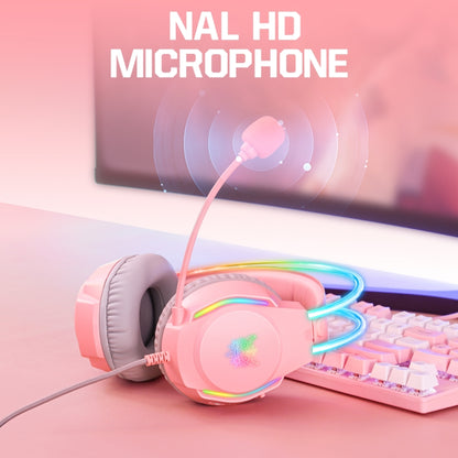 X26 USB+3.5mm RGB Wired Gaming Headset(Pink) - Multimedia Headset by PMC Jewellery | Online Shopping South Africa | PMC Jewellery | Buy Now Pay Later Mobicred