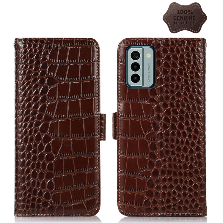 For Nokia G22 4G Crocodile Top Layer Cowhide Leather Phone Case(Brown) - Nokia Cases by PMC TechLife | Online Shopping South Africa | PMC TechLife | Buy Now Pay Later Mobicred