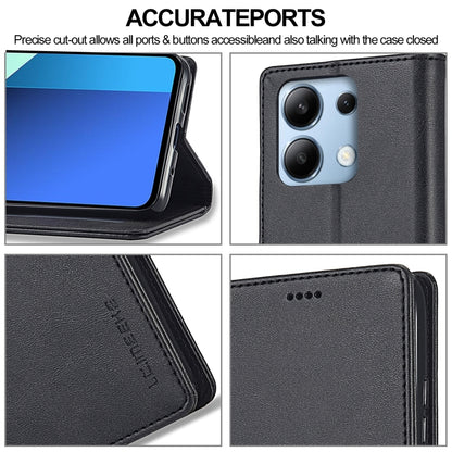 For Xiaomi Redmi Note 13 Pro 4G LC.IMEEKE Calf Texture Leather Phone Case(Black) - Note 13 Pro Cases by LC.IMEEKE | Online Shopping South Africa | PMC Jewellery | Buy Now Pay Later Mobicred
